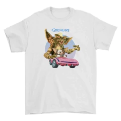 Playera blanca para hombre con diseño de los personajes de Gremlins