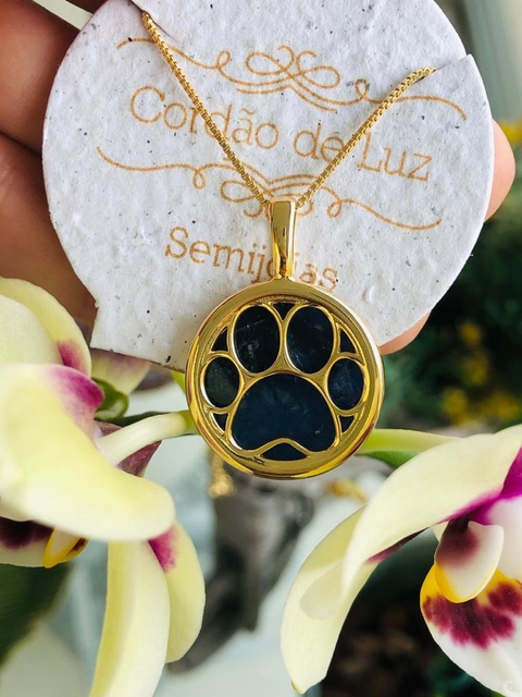COLAR PINGENTE PATINHA COM PEDRA NATURAL SODALITA