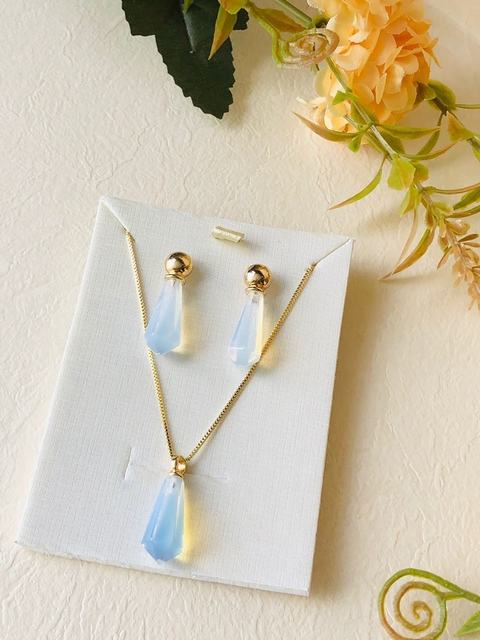 CONJUNTO PRISMA GEOMETRICO PEDRA OPALINA