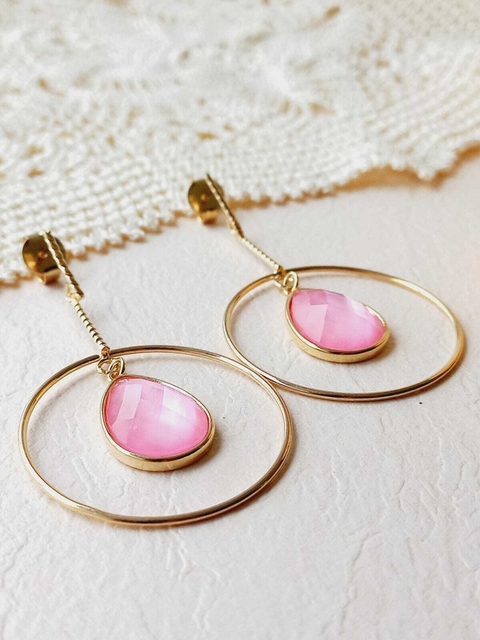 BRINCO LONGO COM MADREPEROLA ROSA FACETADA