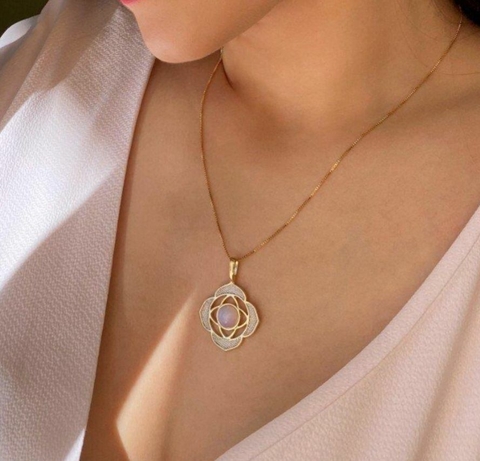 COLAR FLOR DE LOTUS COM PEDRA NATURAL ESTRELA - loja online