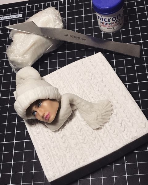 Textura de silicone efeito tricô trançado 10cm X 9.5cm