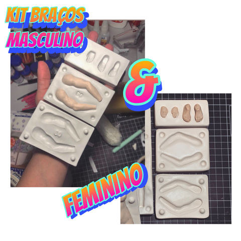 Ref.1010-kit moldes braços masculino e feminino escala 1/10