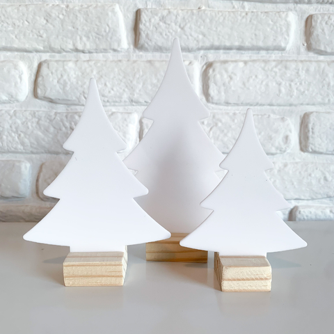 Trio de árvores de acrílico branco