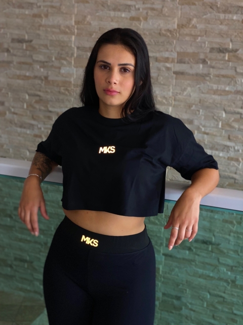 CONJUNTO CROPPED E CALÇA LEGGING '' MKS LOGO TRADICIONAL REFLETIVO ''