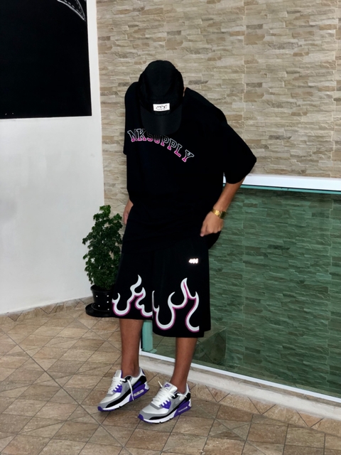 CONJUNTO CAMISETA PREMIUM E SHORTS TACTEL LEVE MKS FLAME PINK