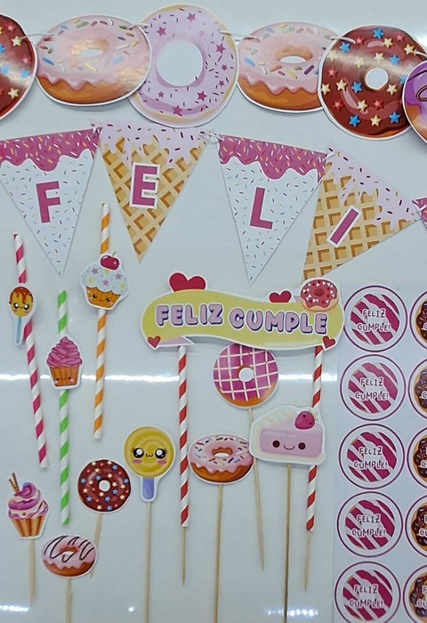 Kit de decoracion "Donas, Candy"
