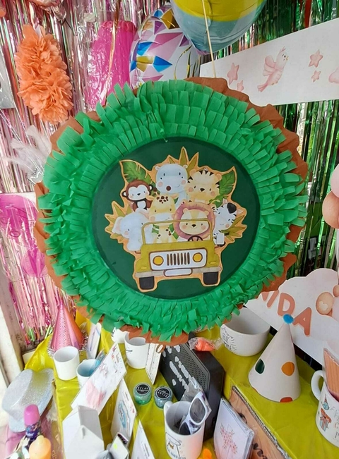 Piñata de cartón "Animalitos Zafari"