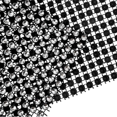 Falso Strass Plateado Base Negra 18 Lineas