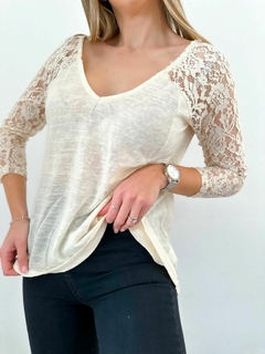Remera 294 -Hilo- -Manga Encaje- - Las Nachas