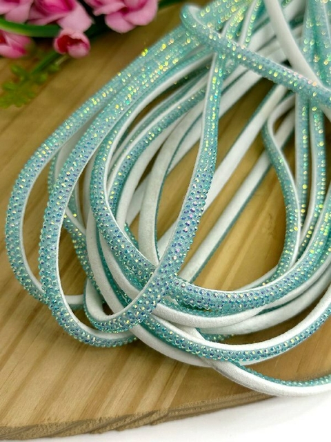 MEIA CANA STRASS 7MM AZUL - (50CM)