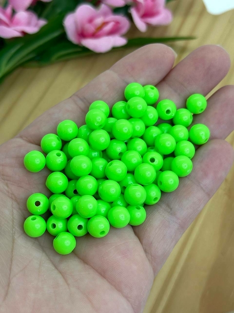 BOLA PLÁSTICA LEITOSA VERDE NEON 8 MM - LEI808 - 20 GRAMAS