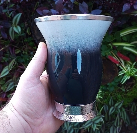 Cuia Lisa Porongo Baixa Preto Degradê