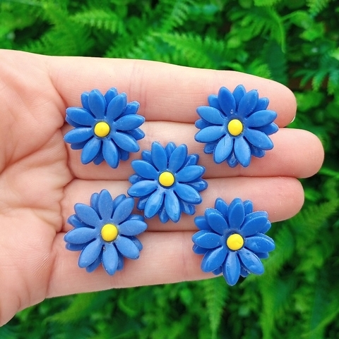 Kit 5 Margaridas Biscuit " Azul "