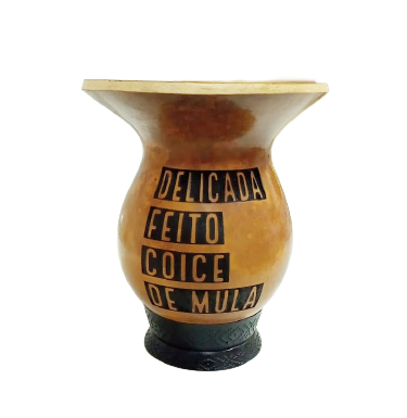 Cuia Porongo Pé de Massa Gravação " Delicada Feito Coice de Mula "