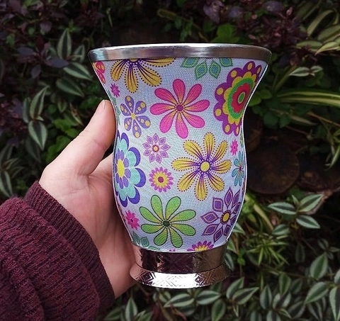 Cuia Baixa Forrada " Flores Delicadas "