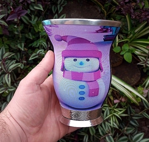 Cuia Baixa Forrada " Boneco Neve "