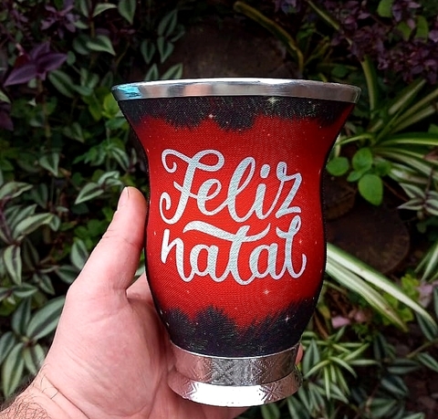 Cuia Baixa Forrada " Feliz Natal "