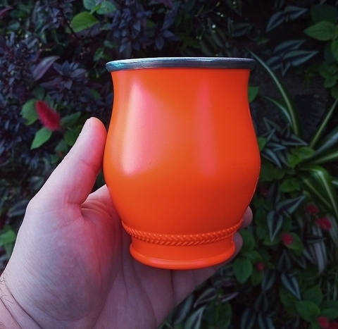 Cuia de Alumínio para Tererê " LARANJA NEON FOSCO "