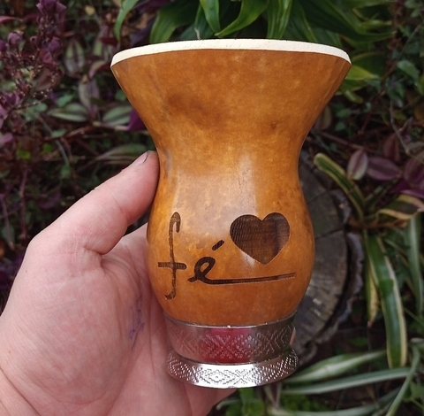 Cuia Porongo Pé de Metal " Fé "