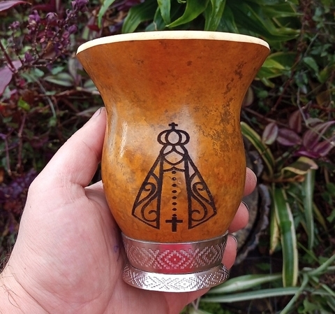Cuia Porongo Pé de Metal " Nossa Senhora Aparecida "