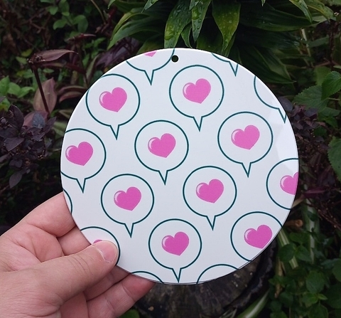 Kit 3 Vira Mates " Corações Rosas fundo branco " n15