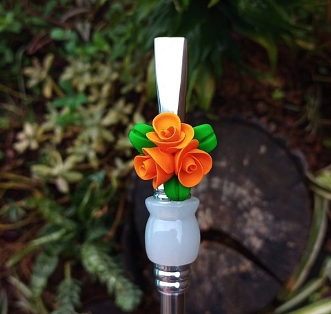 Kit 3 pingentes Biscuit para Bomba " Buque de Rosas " Laranja