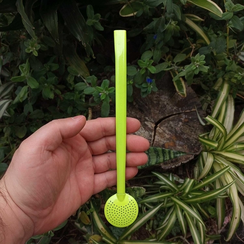 Bomba de Chimarrão Inox Pintura 23cm Bojo Fixo Pérola Amarelo Neon