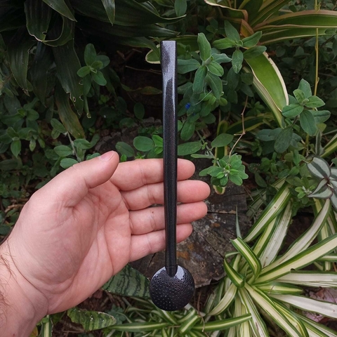 Bomba de Chimarrão Inox Pintura 23cm Bojo Fixo Pérola Preto