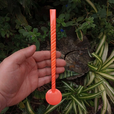 Bomba de Chimarrão TORCIDA Pintura Bojo Fixo Pérola Laranja Neon
