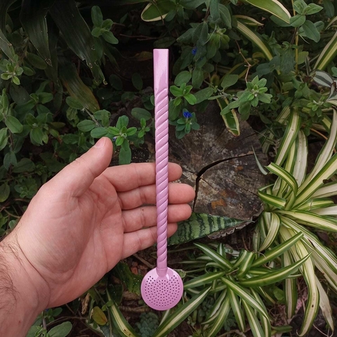 Bomba de Chimarrão TORCIDA Pintura Bojo Fixo Pérola Rosa