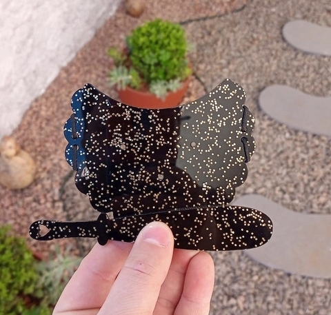 Kit Tapa Cuia 11cm + Espátula " Preto Glitter "