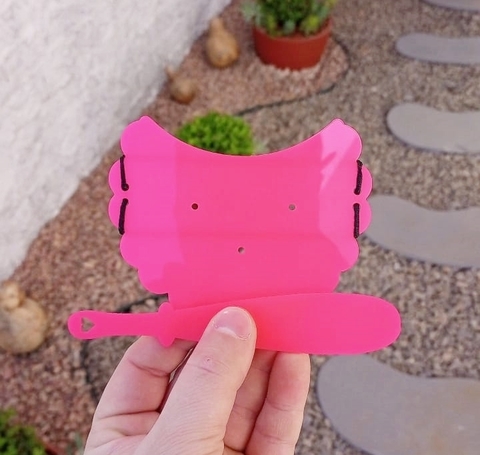 Kit Tapa Cuia 11cm + Espátula " Rosa Neon "