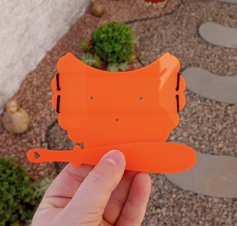 Kit Tapa Cuia 11cm + Espátula " Laranja Neon "