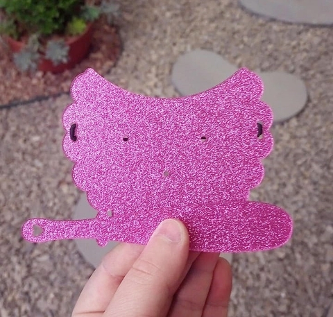 Kit Tapa Cuia 11cm + Espátula " Rosa Glitter "