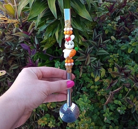 Bomba em Inox Decorada " Coelha Páscoa Branco " n109