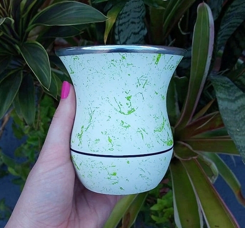 Cuia Bicolor Porongo " Marmorizado Verde Neon "