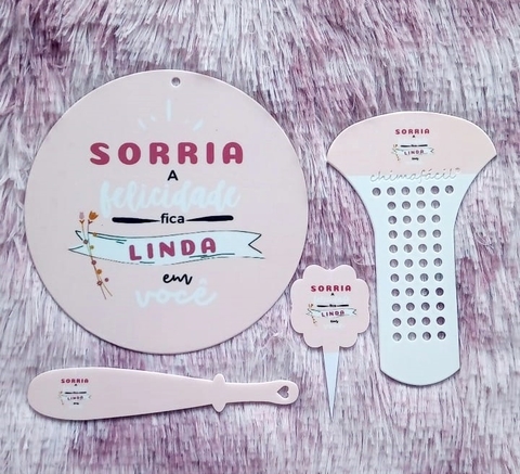 Kit Chima Fácil 4 Peças " SORRIA A FELICIDADE FICA LINDA EM VOCÊ " n39