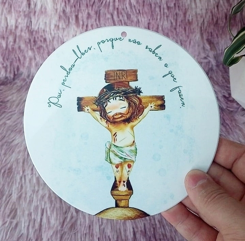 Kit 3 Vira Mates " Jesus na Cruz fundo cinza "