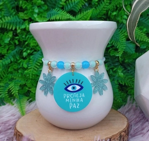 Pulseira de Cuia " Olho grego proteja minha paz " n95