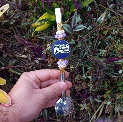 Bomba em Inox Decorada " Livrai-me de todo mau amém " n42