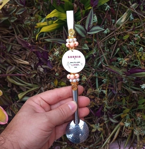 Bomba em Inox Decorada " Sorria a felicidade fica linda em você " n30