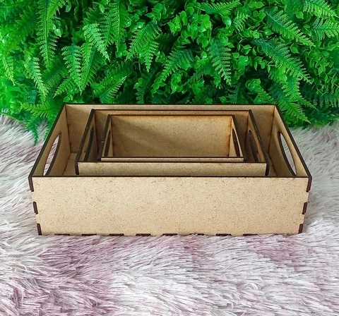 Kit 3 Bandejas Cestas em MDF LISA