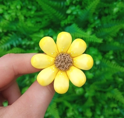 Enfeite de Chimarrão " Flor Grande Amarelo "