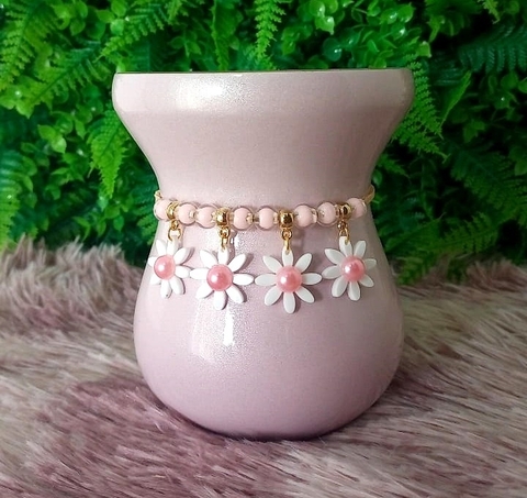 Pulseira de Cuia " 4 Margaridas Rosa BB " 116