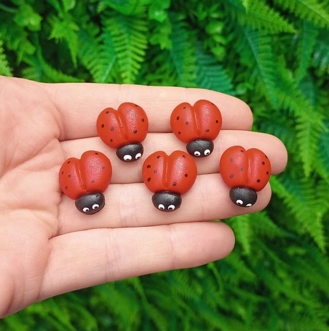 Kit 5 Peças Mini Enfeite " Joaninhas Vermelho "