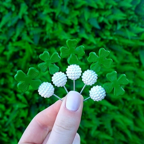 Kit 5 Enfeites de Cuia Trevo 4 Folhas Pérola - comprar online