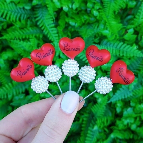 Kit 5 Enfeites de Cuia Vermelho " Paixão " Pérola