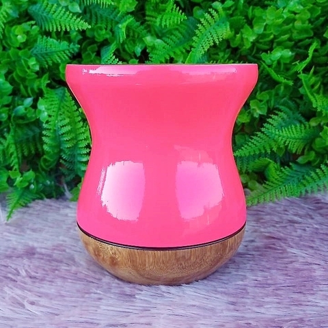 Cuia de Madeira Imbuia Bago Bicolor " Rosa Neon "