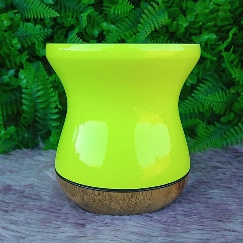 Cuia de Madeira Imbuia Bago Bicolor " Amarelo Neon "